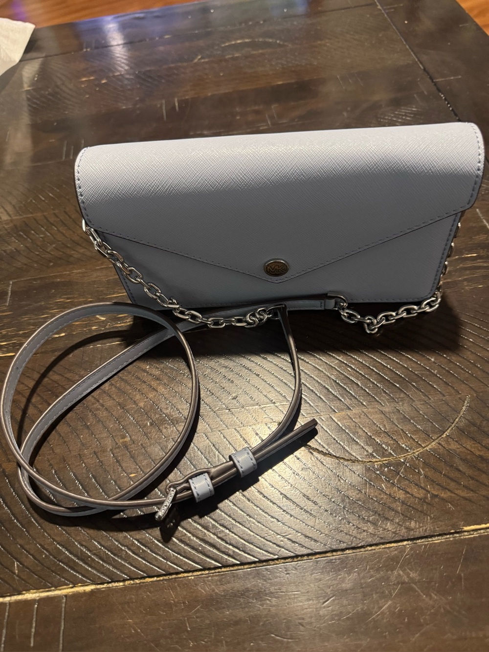 Michael Kors Light Blue Crossbody Chain Wallet